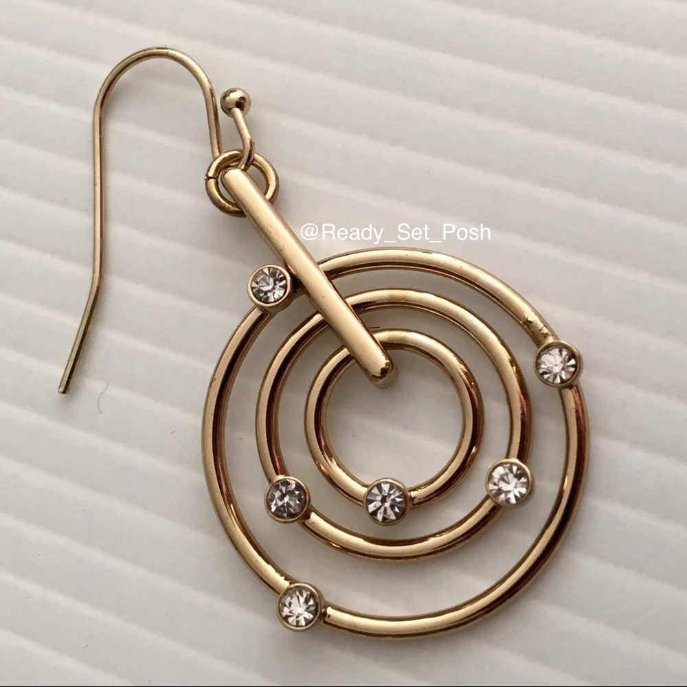 Nine West circular hanging gold hoops with crystals